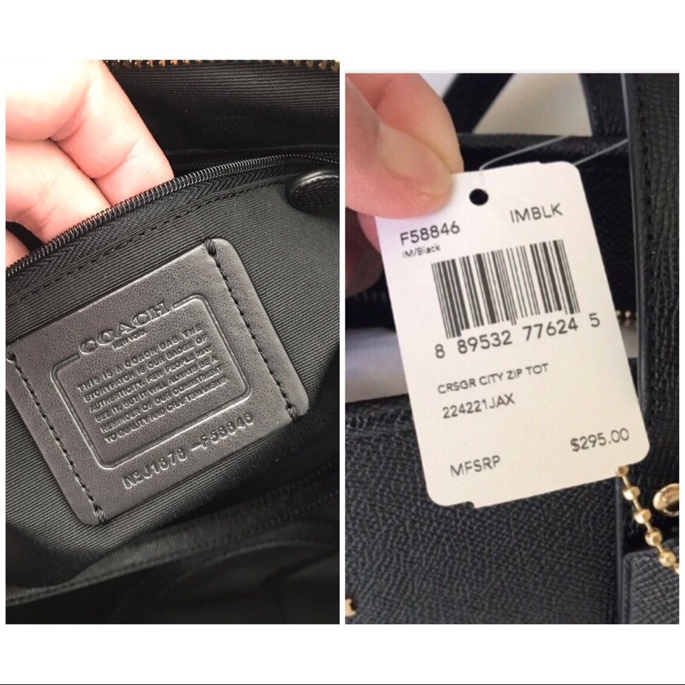 🌷coach zip tote/shoulder bag/black/leather - Picture 7 of 8